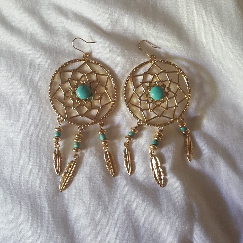 Large fashion dream catcher earrings